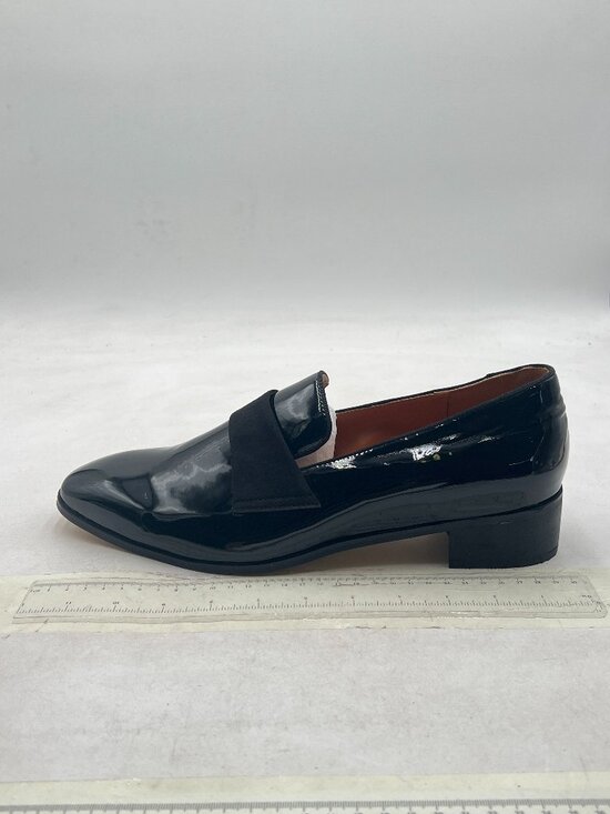 FSJ Black Men\'s Square Toe Slip-On Loafers Patent Leather Strap Across Shoes main image 7